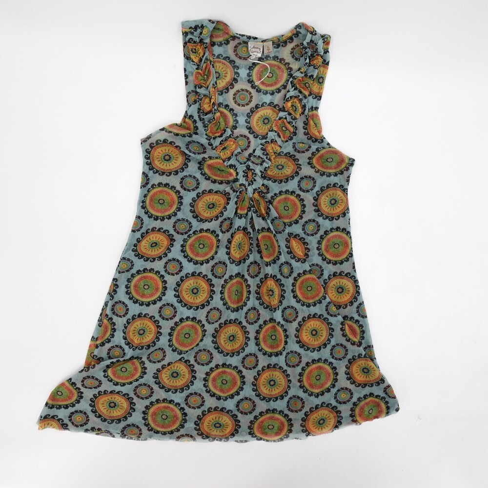 Johnny Heaven Shirt Womens Large Geometric Tunic Asymmetric Sleeveless